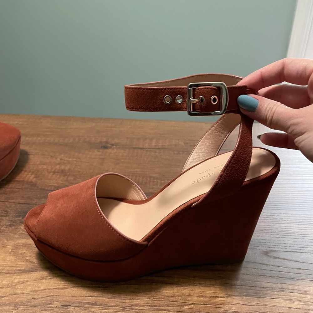 Kate Spade Key Lime Suede Wedge Sandals - Picture 9 of 15